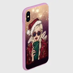 Чехол для iPhone XS Max матовый Снегурка хипстер рокер с кофе - фото 2