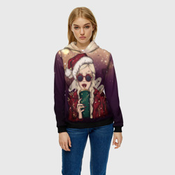 Женская толстовка 3D Снегурка хипстер рокер с кофе - фото 2