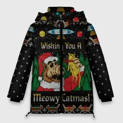 Женская зимняя куртка Oversize Wishing you a meowy catmas