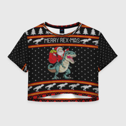 Женская футболка Crop-top 3D Merry Rex-mas