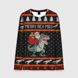 Мужской лонгслив 3D Merry Rex-mas