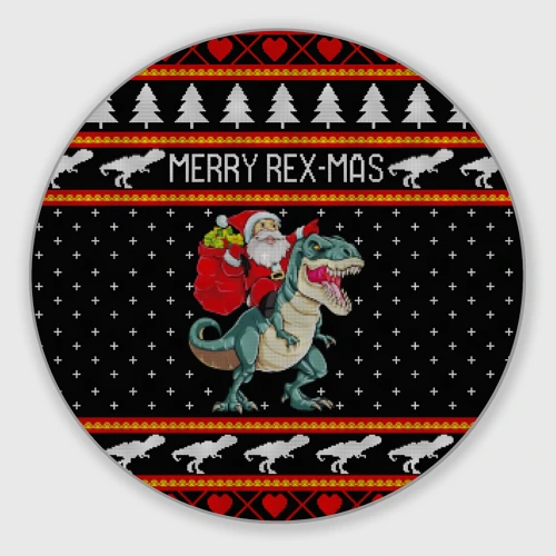 Круглый коврик для мышки Merry Rex-mas