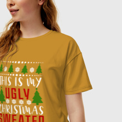 Женская футболка хлопок Oversize My ugly christmas sweater - фото 2