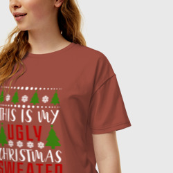 Женская футболка хлопок Oversize My ugly christmas sweater - фото 2