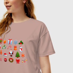 Женская футболка хлопок Oversize Новогоднее настроение - фото 2