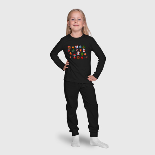 Детская пижама с лонгсливом хлопок Новогоднее настроение, цвет черный - фото 7