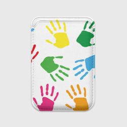 Картхолдер Magsafe магнитный Цветные ладошки - Детский узор