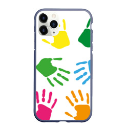 Чехол для iPhone 11 Pro Max матовый Цветные ладошки - Детский узор