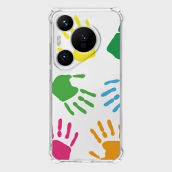 Чехол для Huawei Pura 70 Pro Цветные ладошки - Детский узор