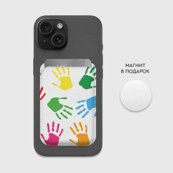 Картхолдер Magsafe магнитный Цветные ладошки - Детский узор - фото 2