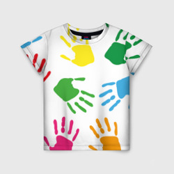 Детская футболка 3D Цветные ладошки - Детский узор