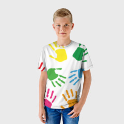 Детская футболка 3D Цветные ладошки - Детский узор - фото 2