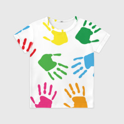 Детская футболка 3D Цветные ладошки - Детский узор