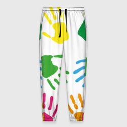 Мужские брюки 3D Цветные ладошки - Детский узор