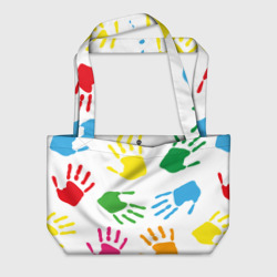 Пляжная сумка 3D Цветные ладошки - Детский узор