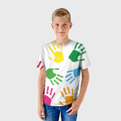 Детская футболка 3D Цветные ладошки - Детский узор - фото 2