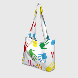 Пляжная сумка 3D Цветные ладошки - Детский узор - фото 2