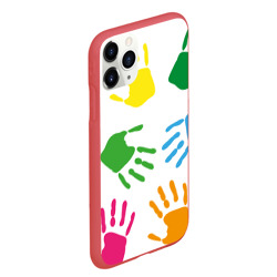 Чехол для iPhone 11 Pro Max матовый Цветные ладошки - Детский узор - фото 2