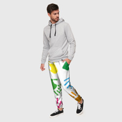 Мужские брюки 3D Цветные ладошки - Детский узор - фото 2