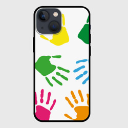 Чехол для iPhone 13 mini Цветные ладошки - Детский узор