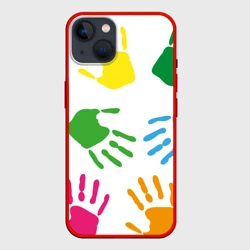 Чехол для iPhone 14 Цветные ладошки - Детский узор