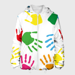 Мужская куртка 3D Цветные ладошки - Детский узор