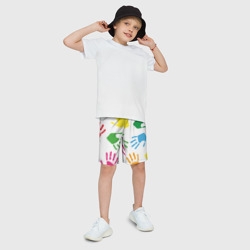 Детские спортивные шорты 3D Цветные ладошки - Детский узор - фото 2