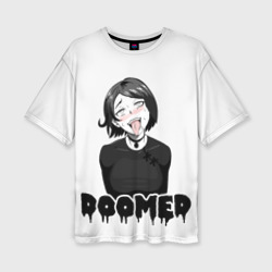 Женская футболка oversize 3D Doomer girl ahegao