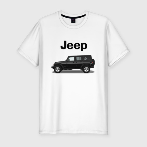 Мужская футболка хлопок Slim Jeep Wrangler, цвет белый