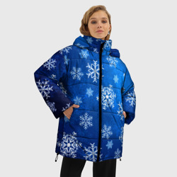 Женская зимняя куртка Oversize Новый Год Снежинки - фото 2