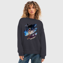 Женский свитшот oversize без начеса хлопок Супер Гохан - фото 2