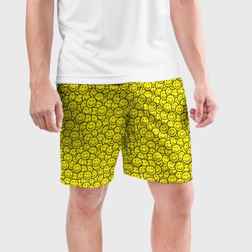 Мужские шорты спортивные Смайлики, цвет 3D печать - фото 3