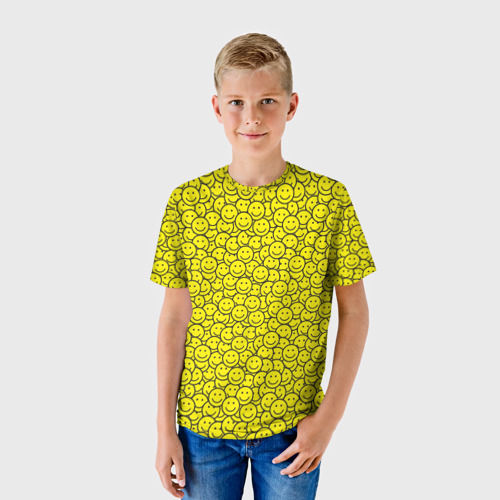 Детская футболка 3D Смайлики, цвет 3D печать - фото 3
