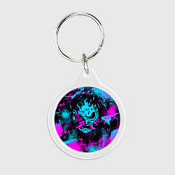 Брелок круглый Неоновый самурай