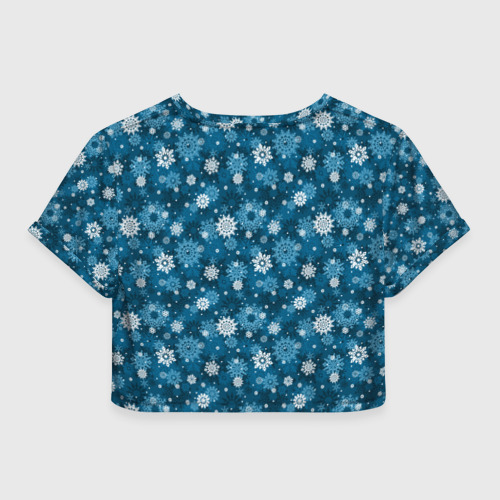 Женская футболка Crop-top 3D Снежинки, цвет 3D печать - фото 2