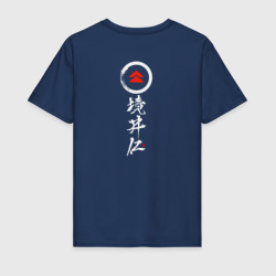 Футболка с принтом Ghost of Tsushima для мужчины, вид сзади №1. Цвет основы: темно-синий
