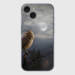 Чехол для iPhone 15 силиконовый с защитой камеры Сова