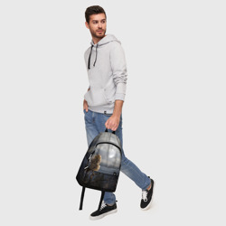 Рюкзак с принтом Сова для любого человека, вид спереди №5. Цвет основы: белый