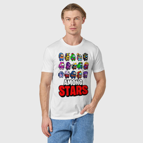 Мужская футболка хлопок Among Us X Brawl Stars, цвет белый - фото 3