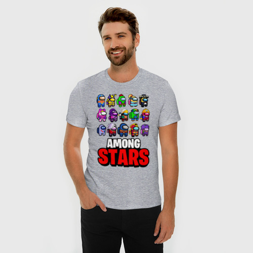 Мужская футболка хлопок Slim Among Us X Brawl Stars, цвет меланж - фото 3