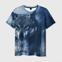 Мужская футболка 3D Красивый волк