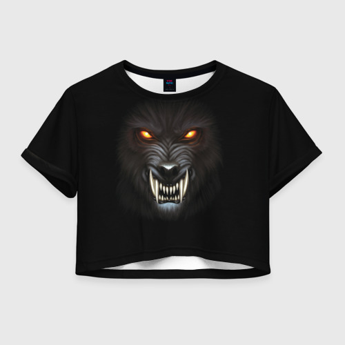 Женская футболка Crop-top 3D Злой Волк, цвет 3D печать