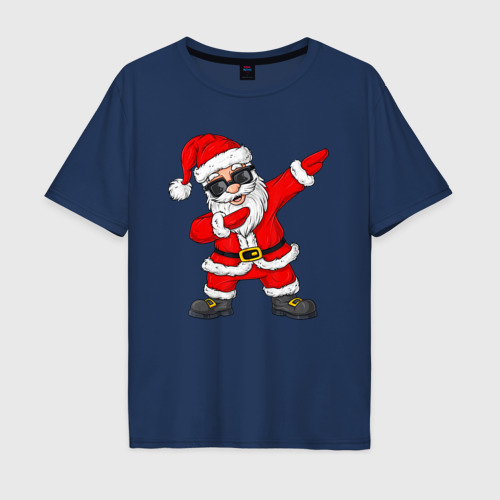 Мужская футболка хлопок Oversize Dabing Santa, цвет темно-синий