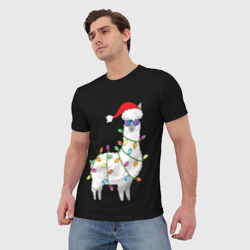 Мужская футболка 3D Рождественская Лама - фото 2