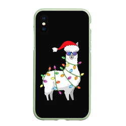Чехол для iPhone XS Max матовый Рождественская Лама