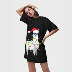 Платье-футболка 3D Рождественская Лама - фото 2