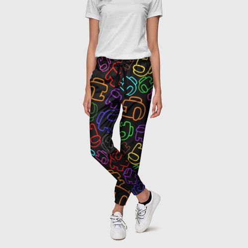 Женские брюки 3D Among Us neon, цвет 3D печать - фото 3