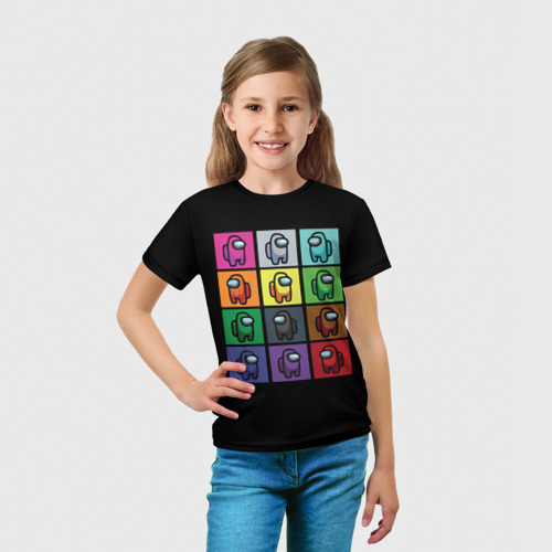 Детская футболка 3D с принтом AMONG US, вид сбоку #3