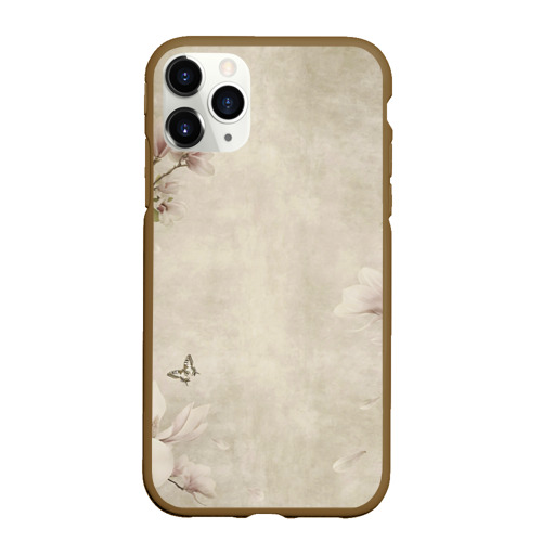 Чехол для iPhone 11 Pro Max матовый Цветущая сакура, цвет коричневый
