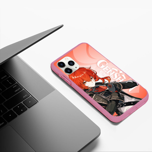 Чехол для iPhone 11 Pro Max матовый Персонаж Genshin Impact, цвет малиновый - фото 5